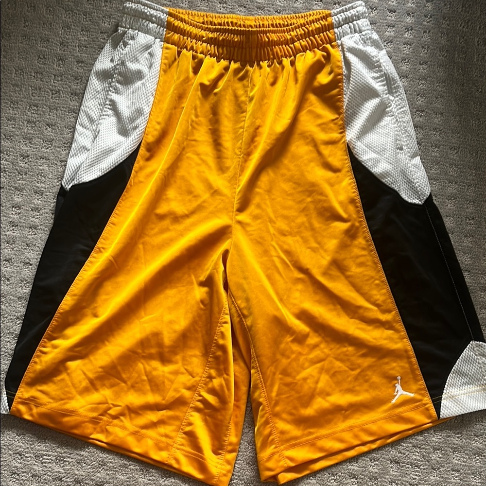 Men's Yellow and White Athletic Shorts